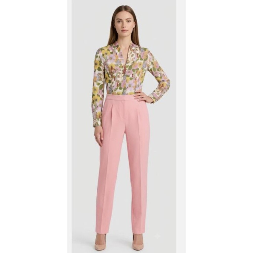 TUCKERNUCK Floral Blouse Pink Pants 2 Piece Set Jumpsuit Crepe Womens 6 NWT